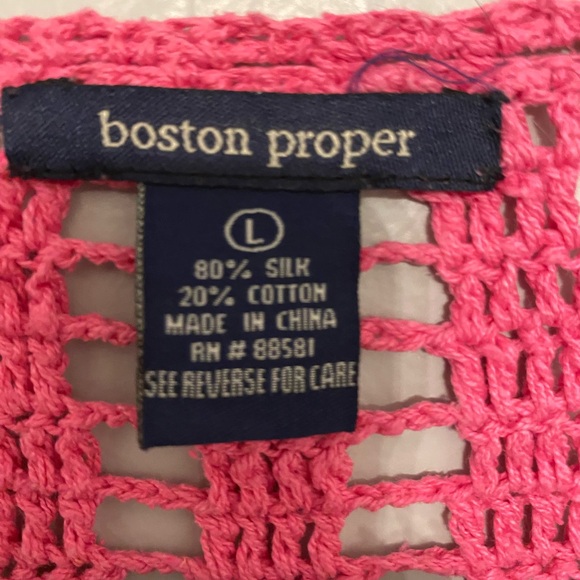 Boston Proper 🌺 Hot Pink Crochet Cardigan Duster L EUC - Picture 4 of 5